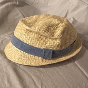 Addie & Tate Summer Straw Hat Toddler Sunhat One Size Baby Beige & Blue Chambray